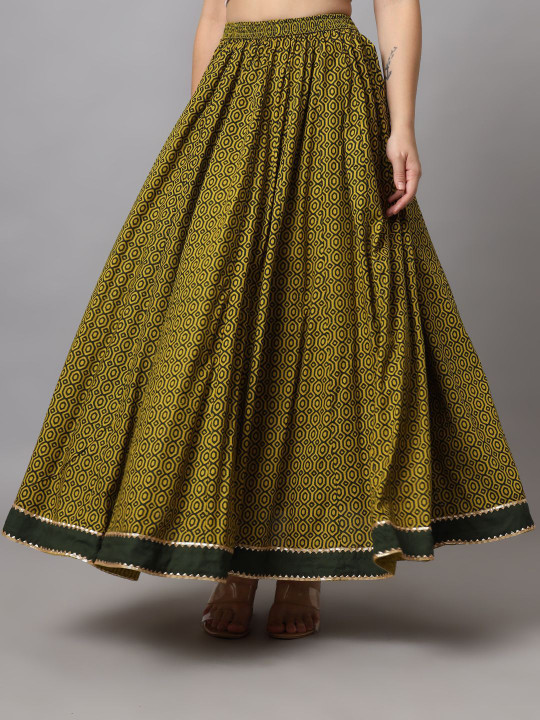 KALINI Printed Flared Maxi Skirt