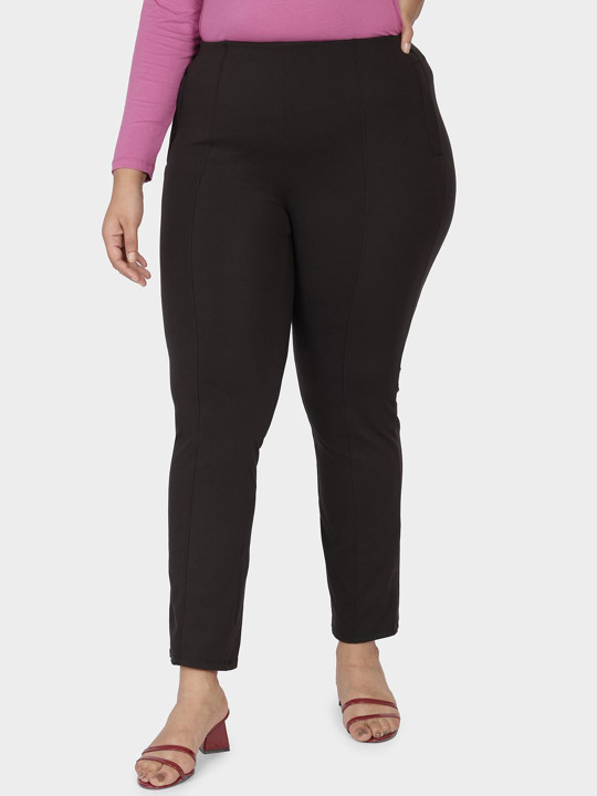 Blissclub Women Smart Straight Fit High-Rise Trousers