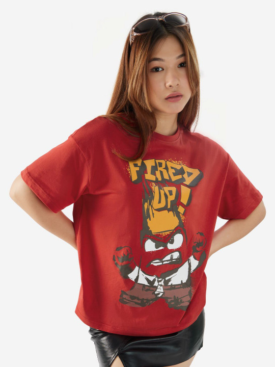 Women Oversized Inside Out Red Tshirts