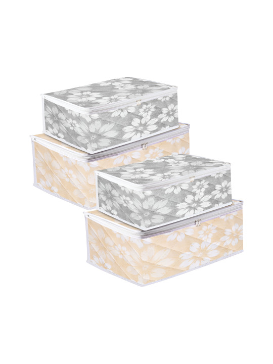 Kuber Industries Grey & White 4 Pieces Printed Water Proof Jewellery Organisers