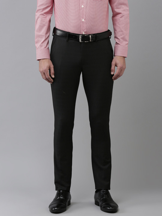 Louis Philippe Men Checked Tapered Fit Formal Trousers