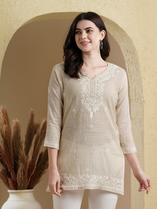 ADA Embroidered Thread Work Thread Work Cotton Kurti