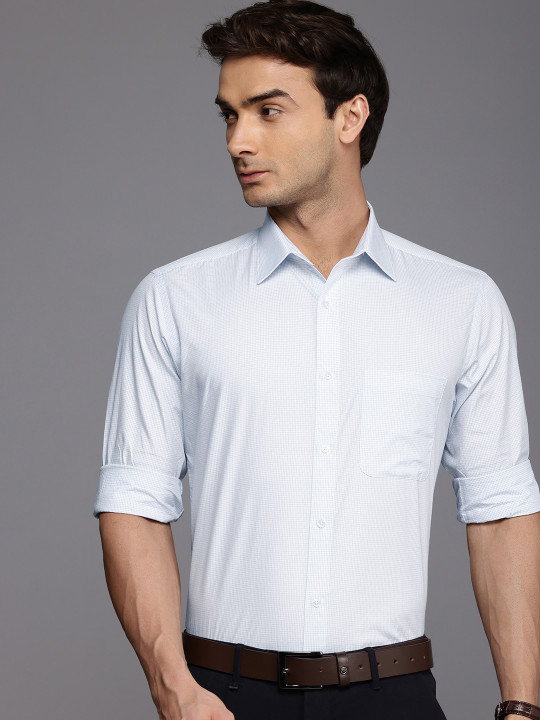 Raymond Pure Cotton Slim Fit Micro Checks Opaque Formal Shirt