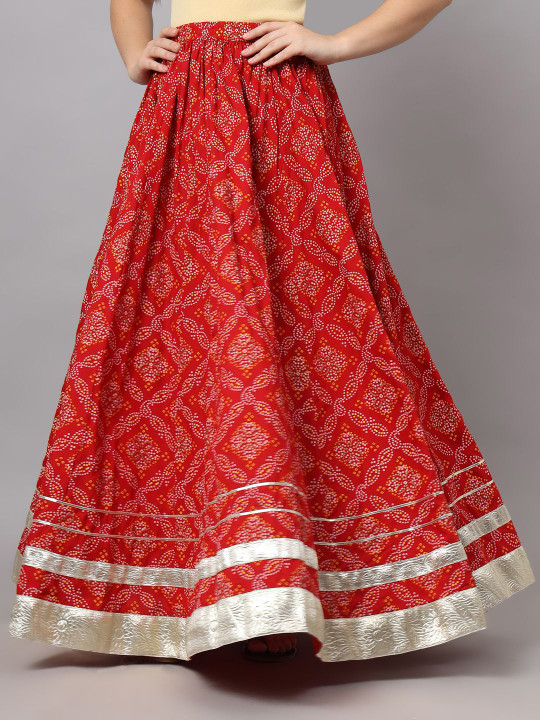 NYPA Women Bandhani Printed Flared Maxi Skirt