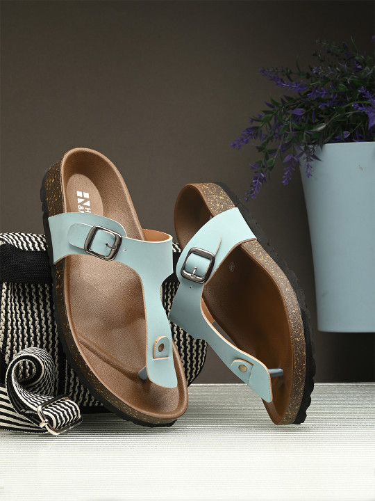 HERE&NOW Women T-Strap Flats With Buckles