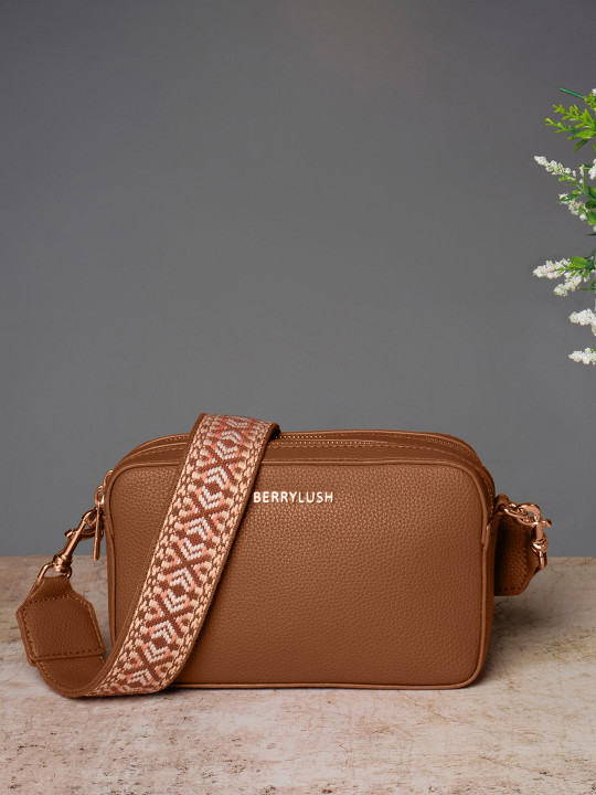 Berrylush Structured Sling Bag with Cut Work