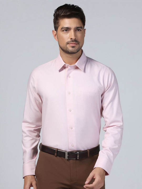 Blackberrys Men Checked Formal Slim Fit Cotton Shirt