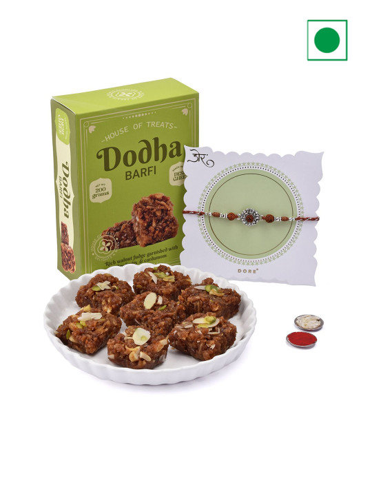 Hyperfoods Sweet Treat Rakhi With Dodha Barfi Sweet Gifts 200gm