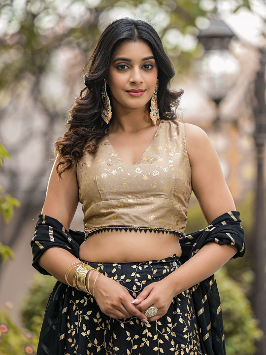 AKS Couture Printed Gotta Patti Ready to Wear Lehenga & Blouse With Dupatta