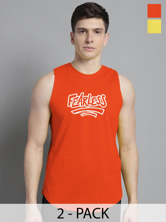 FBAR Pack Of 2 Printed Sleeveless Gym Vests