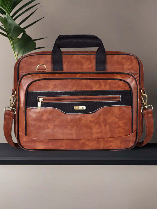 LOREM Men Textured Laptop Bag