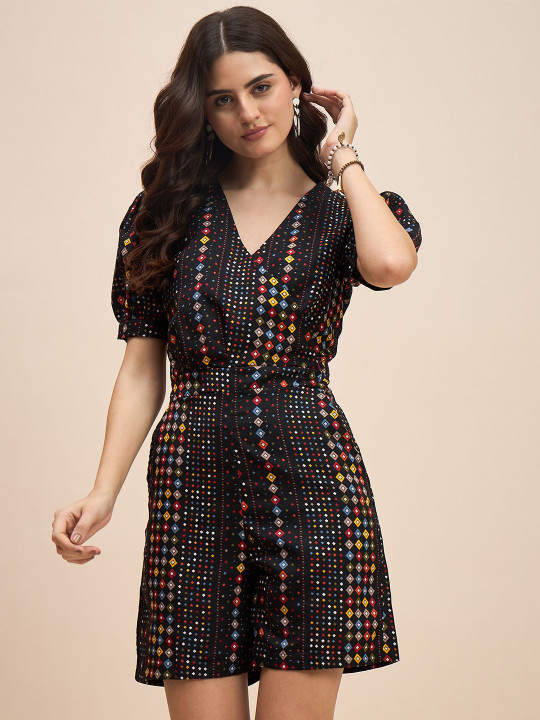 BRINNS Printed V-Neck Basic Jumpsuit