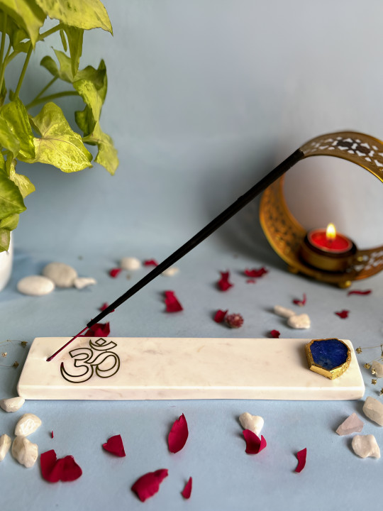 HOMEARTE Marble Scented Durga Puja Incense Stick Holder