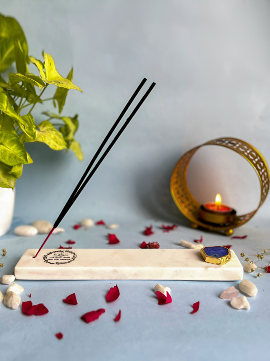 HOMEARTE Marble Scented Durga Puja Incense Stick Holder