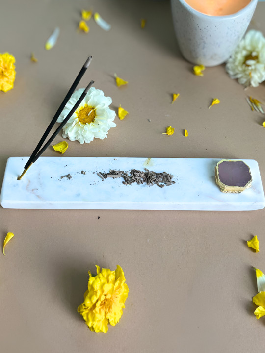 HOMEARTE Marble Scented Durga Puja Incense Stick Holder