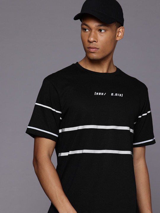 HRX by Hrithik Roshan Tech Off Striped Relaxed Fit Lifestyle T-shirt