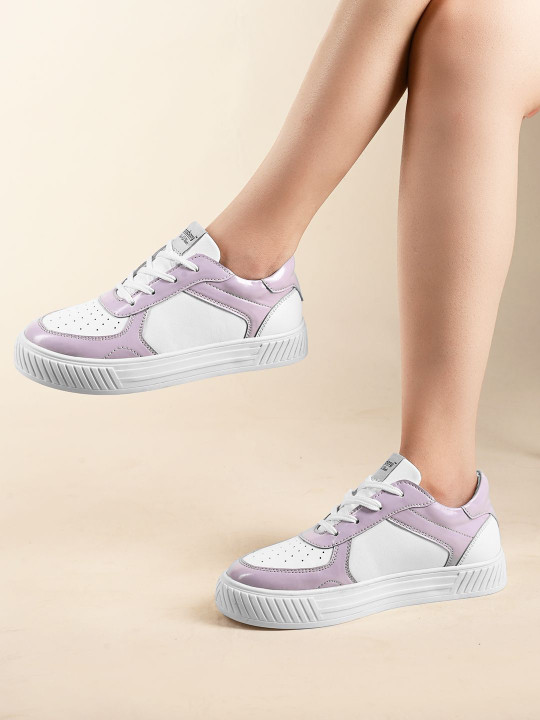 DressBerry Women Colourblocked Lace-Ups Round Toe Sneakers