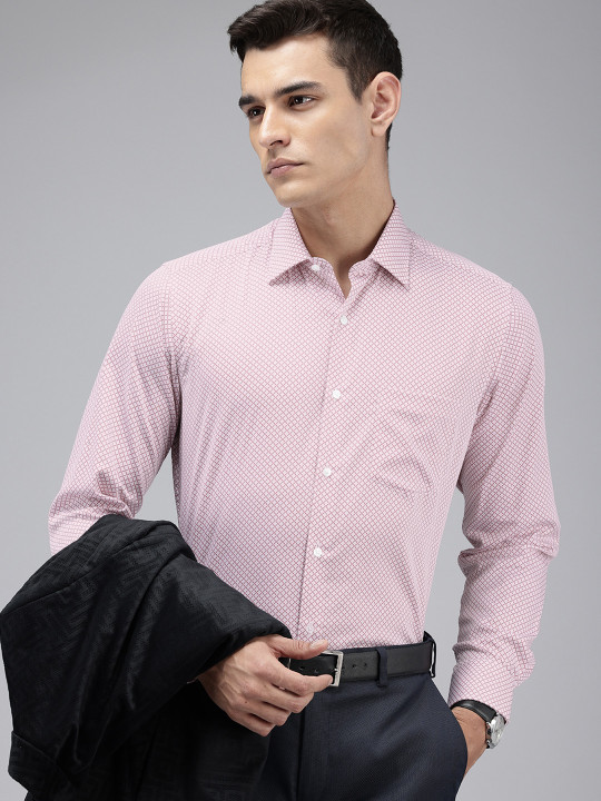 Van Heusen Custom Fit Geometric Printed Pure Cotton Formal Shirt