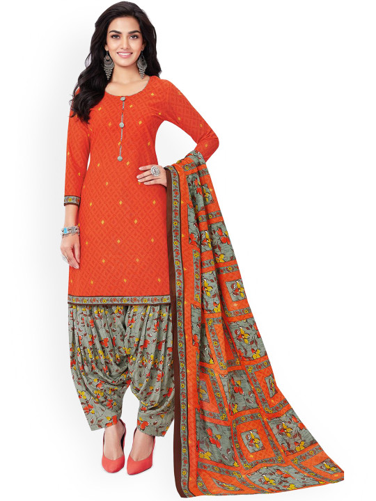 MIRAAN Floral Printed Pure Cotton Unstitched Dress Material