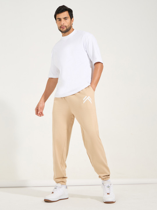Styli Men Minimal Print Oversized Joggers with Elasticated Hem