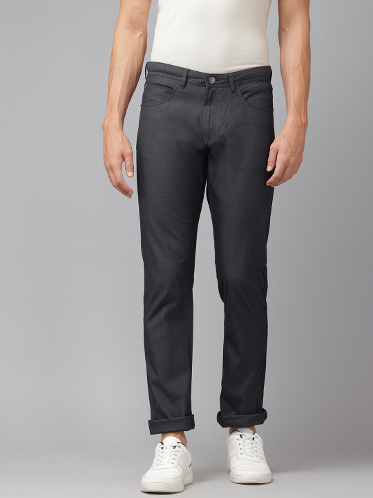 Blackberrys Men Slim Fit Self Design Textured Trousers
