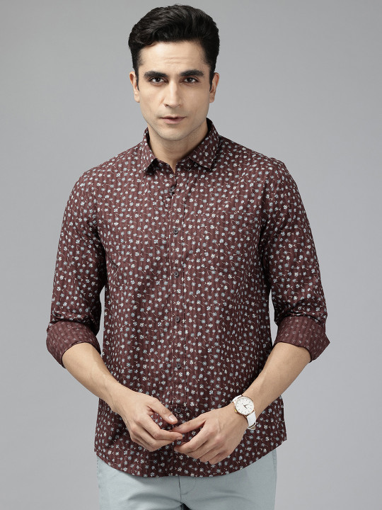 Blackberrys Men Slim Fit Floral Pure Cotton Casual Shirt