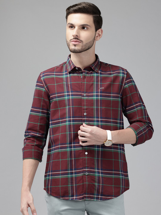 Blackberrys Pure Cotton India Slim Fit Checked Casual Shirt