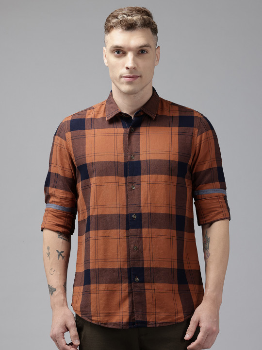 Blackberrys Slim Fit Pure Cotton Checked Casual Shirt