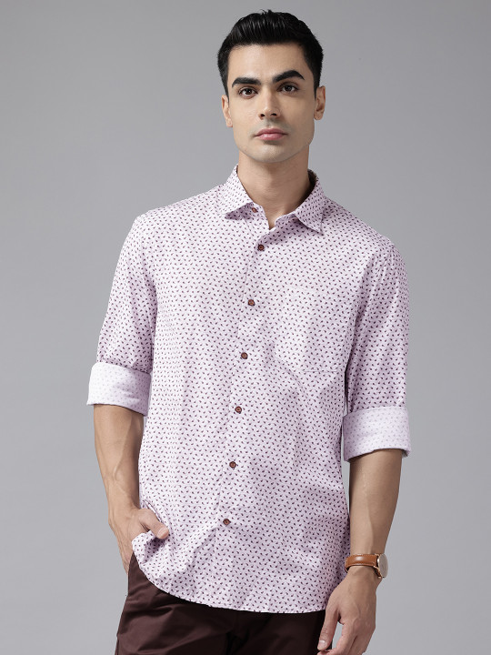 Blackberrys Slim Fit Micro Ditsy Print Pure Cotton Smart Casual Shirt