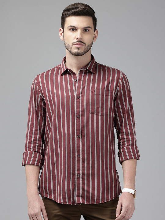 Blackberrys Men Slim Fit Pure Cotton Striped Casual Shirt