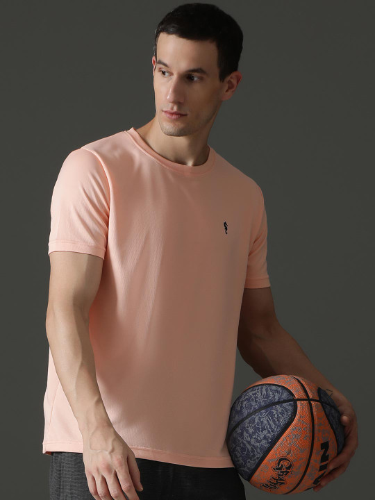 EPPE Eppe Men Peach Tee Round Neck Half Sleeve Polyester Dry Fit T-shirt
