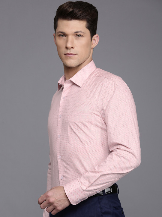 Louis Philippe Slim Fit Opaque Printed Pure Cotton Formal Shirt