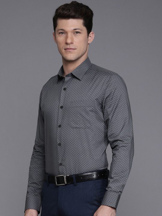 Louis Philippe Pure Cotton Slim Fit Opaque Printed Formal Shirt