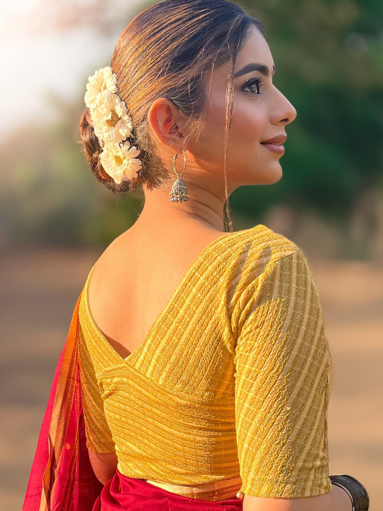 Bindigasm's Advi Bindigasm's Self Design Ready Made Saree Blouse