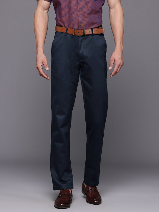 Louis Philippe Men Cotton Slim Fit Formal Trousers