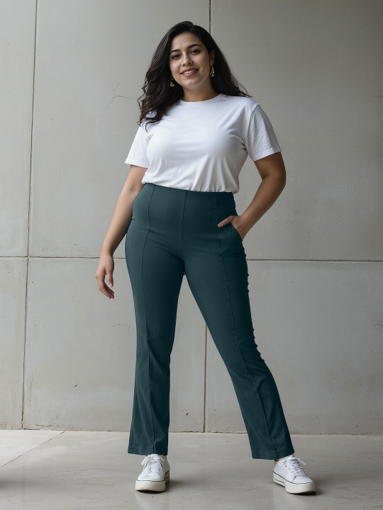 Blissclub Women Relaxed Straight Leg Straight Fit High-Rise Trousers