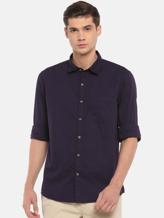 Men Purple Contemporary Regular Fit Solid Casual Shirt 39