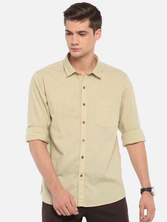 Men Beige Contemporary Fit Solid Casual Shirt 39