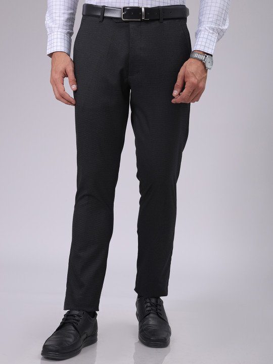 The Indian Garage Co. X Luxe Men Textured Slim Fit Formal Trousers