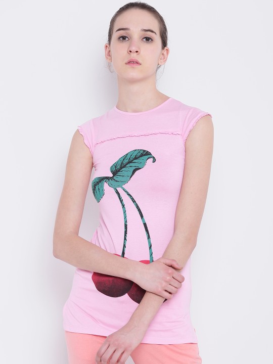 Women Pink Printed Lounge Top S1551074 031 M