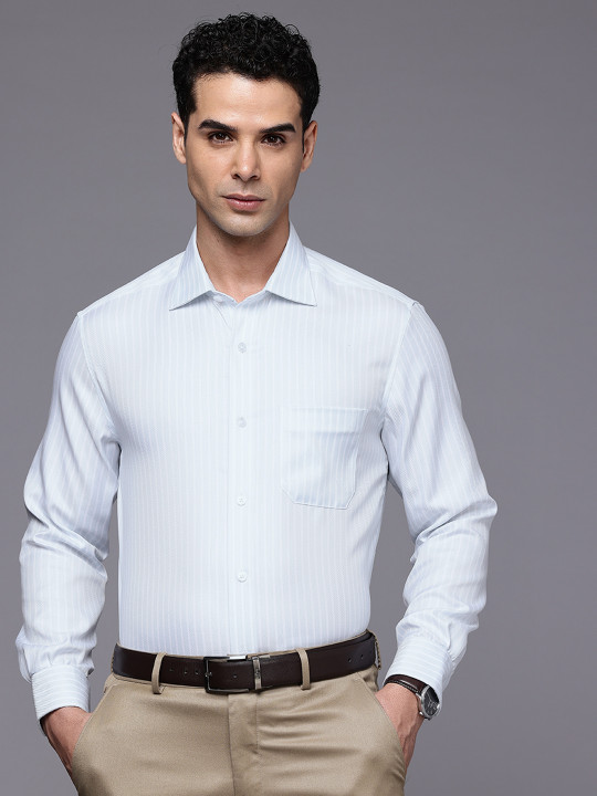 Louis Philippe Classic Self Striped Pure Cotton Formal Shirt