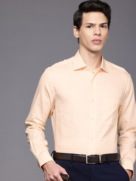 Louis Philippe Pure Cotton Classic Fit Geometric Printed Formal Shirt
