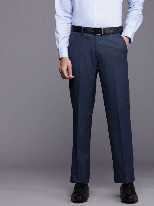 Louis Philippe Men Self Design Formal Trousers