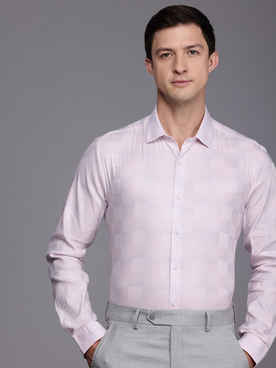 Louis Philippe Ath.Work Super Slim Fit Checked Textured Semiformal Shirt