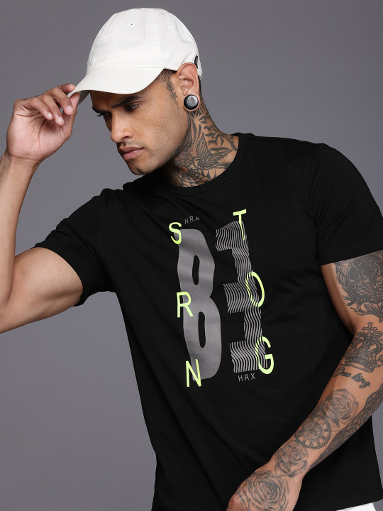 HRX by Hrithik Roshan Men Typography Printed Rapid-Dry Training T-shirt