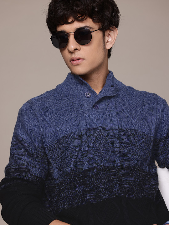 Roadster Men Cable Knit Pullover