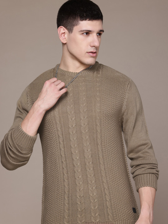 Roadster Men Cable Knit Pullover