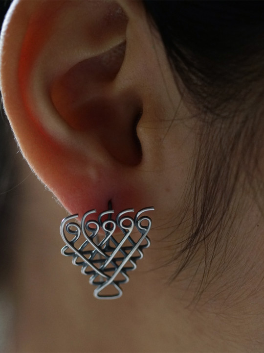 House of Aadyaa 925 Sterling Silver Saraswati Sign Yanthram Drop Earrings
