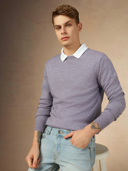 Dennis Lingo Crew Neck Long Sleeves Slim Fit Ribbed Pure Acrylic Pullover Sweater