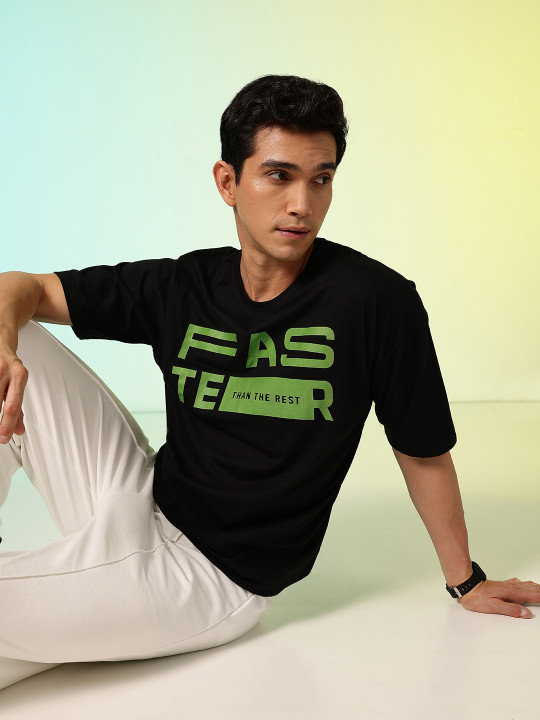HRX by Hrithik Roshan Men Typography Printed Drop-Shoulder Sleeves Pure Cotton T-shirt